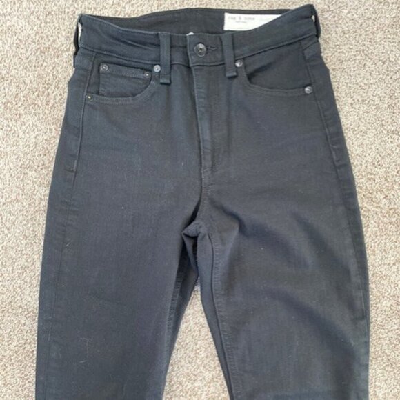 RAG and BONE Nina High-Rise Ankle Cigarette Jeans Pants Black Coal Sz 25 - Picture 5 of 13